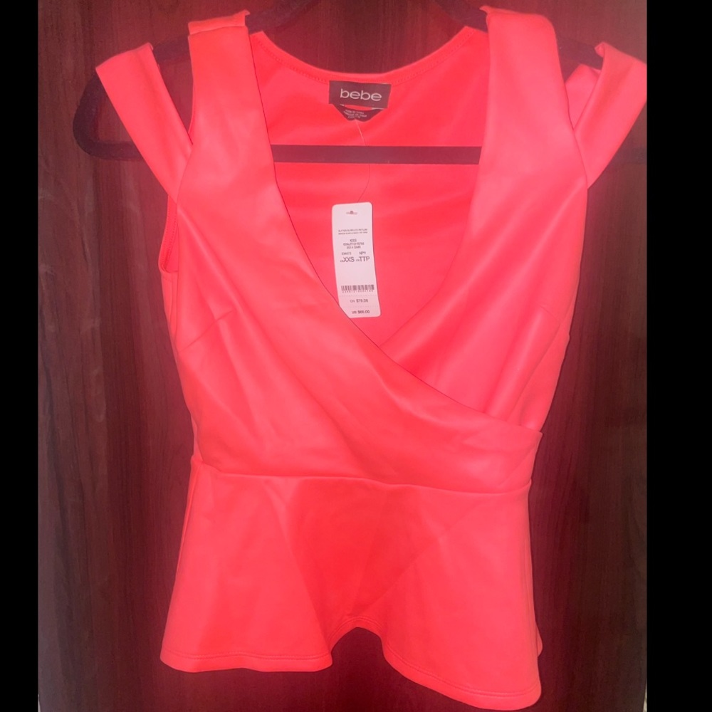 Bebe beautiful coral neon blouse top !